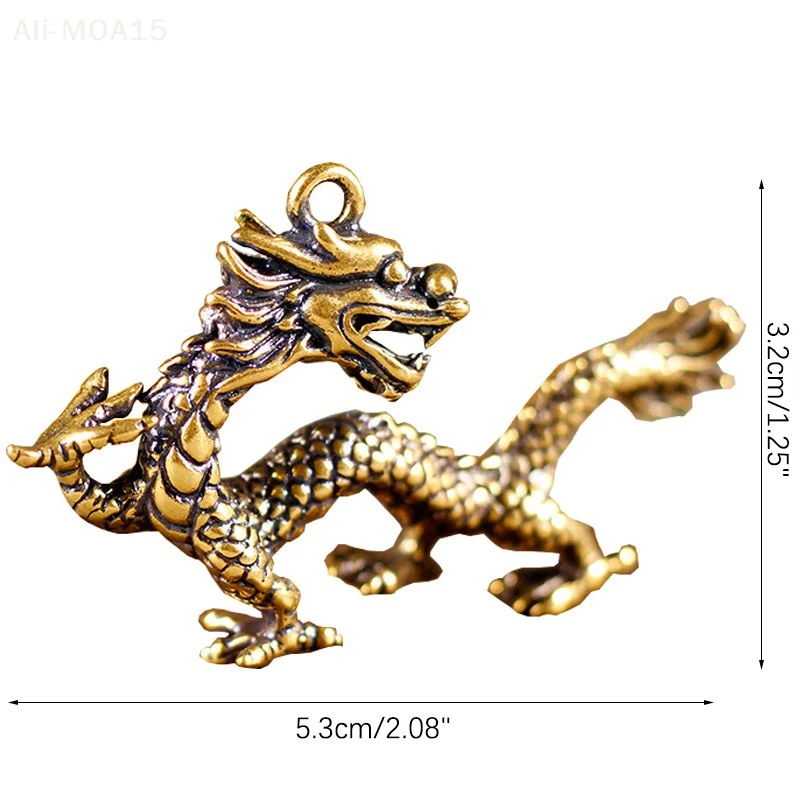 1PC Chinese Beast Dragon Bronze Figurine Ornaments Antique Copper Mythical Animal Miniature Home Decoration Crafts Collection