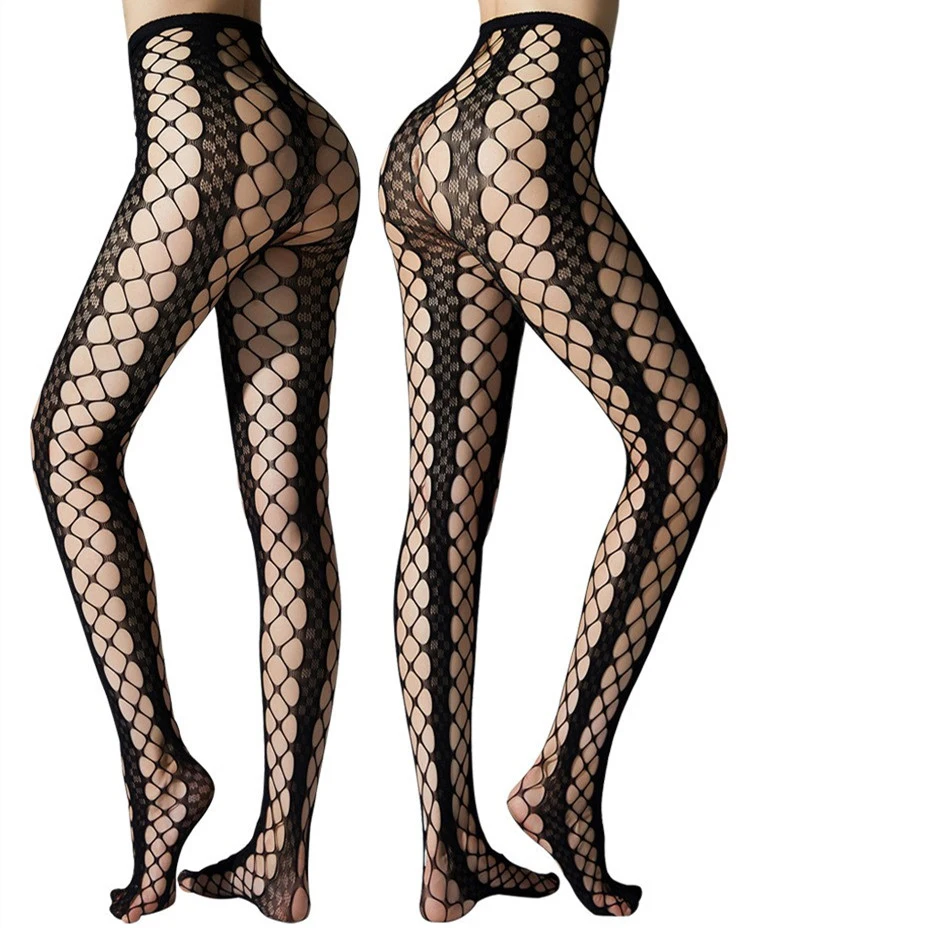 Damen Gothic Netzstrumpfhose Heiße Sexy Tattoo Spitzenstrümpfe Elastische Jacquard Ausgehöhlte Strumpfhose Modische Mädchen Neue JK Leggings – Detail 3