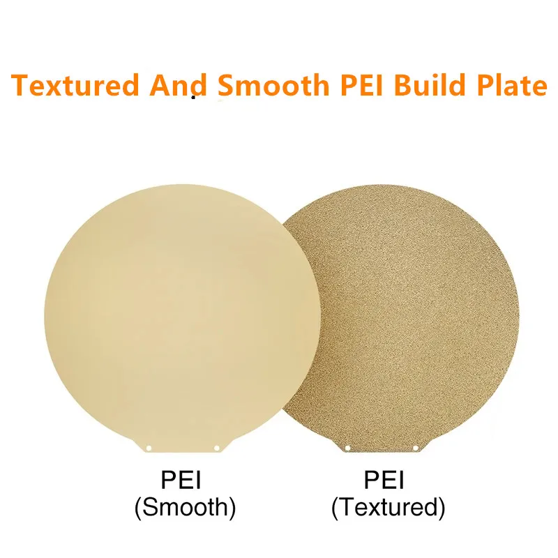 ENERGETIC PEI Sheet Round Spring Steel Plate Double Side Textured and Smooth PEI Dia 350mm Magnetic Base for Tevo Little Monster