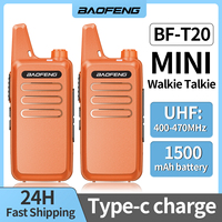 Baofeng BF-T20 Mini Walkie Talkie Portable UHF Type-C Charging Rechargeable Handheld Two Way Radio For BF-C9 BF-888S Hunting