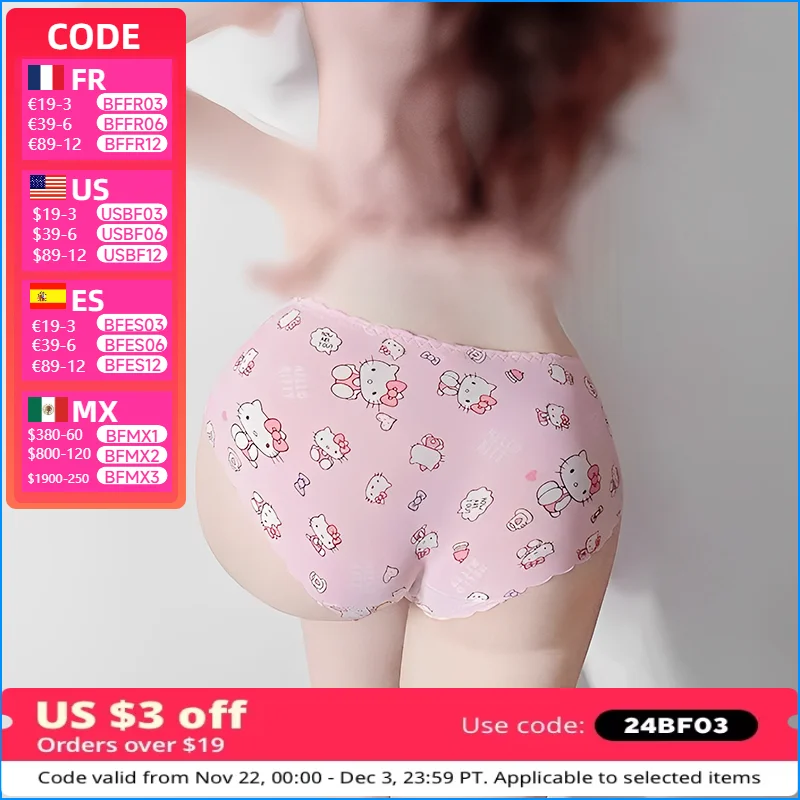 New Sanrio Kawaii Anime Hellokitty Cotton Underwear Comfortable Breathable Summer Mid-Waist Bag Hip Briefs Gift for Girls Gift