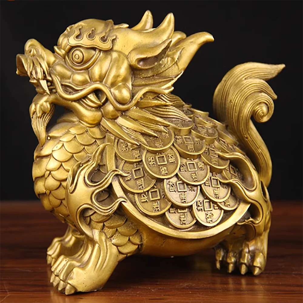 Brass Home Bagua, Gold Money Turtle, Office Desktop, Living Room, Home Ornaments and Decorations