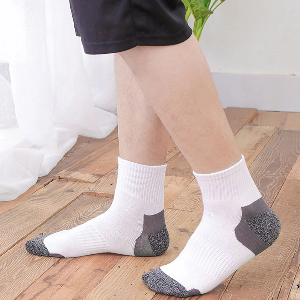 5 Pairs Men's Socks Crew Training Fleece Slipper Winter Mens Athletic Cotton Sports for Comfortable Man