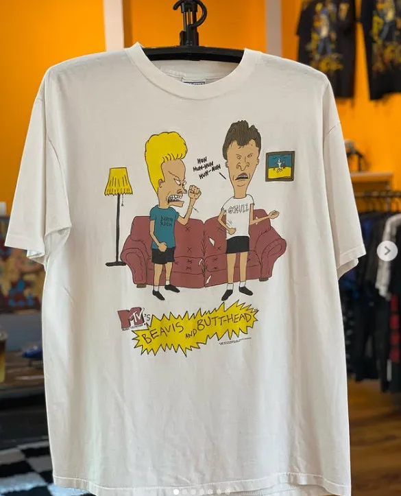 قميص Beavis and Butthead 1993 باللون الأبيض من Uniex بجميع المقاسات قميص عائلي هدية A582