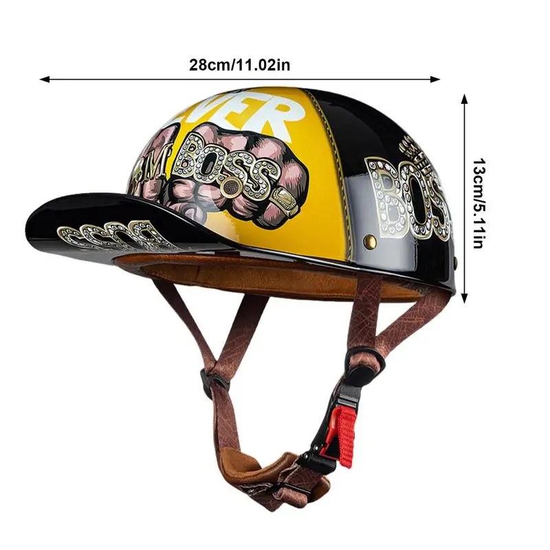 Motorcycle Half Helmet Men Women Baseball Cap Half Helmet Riding Racing Moto Helmet DOT Certification Protection Cap Vintage