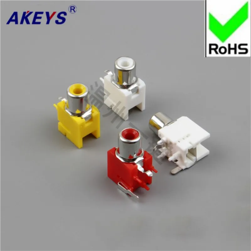 10 PCS AV concentric socket, 2-foot RCA socket, single-hole PCB welding audio and video socket, lotus socket AV1-8.4-9