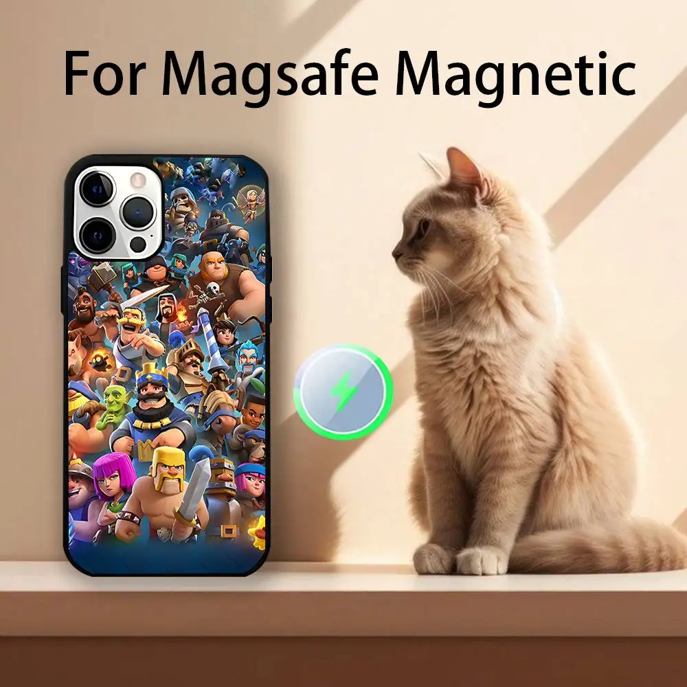 Чехол для телефона C-Clash Royale GAME для iPhone 17,16,15,14,13,12,11,Pro,Max,Plus,Mini,SE4,E с магнитной беспроводной зарядкой Magsafe