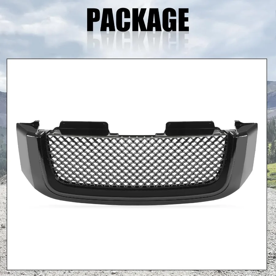 Grade superior dianteira da grade do para-choque de KUAFU compatível com 2002-2008 GMC Envoy XL XUV Honeycomb Mesh Insert Hood Grille Cover - Dor