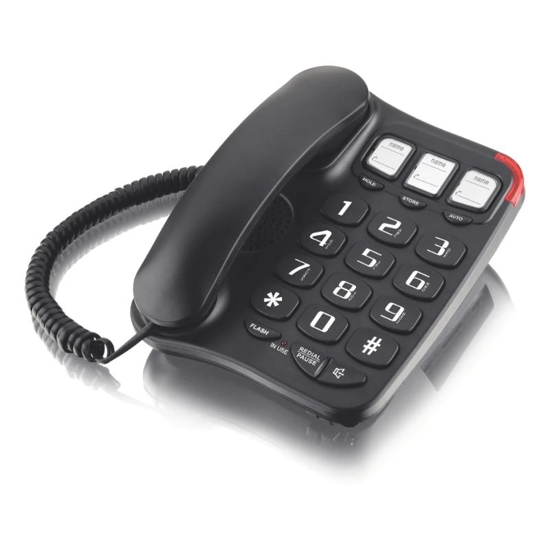 A52B Loud Ringtone Landline Phone for Elderly - Big Button Fixed Home Phone with Amplified Sound and Easy-to-Read Display