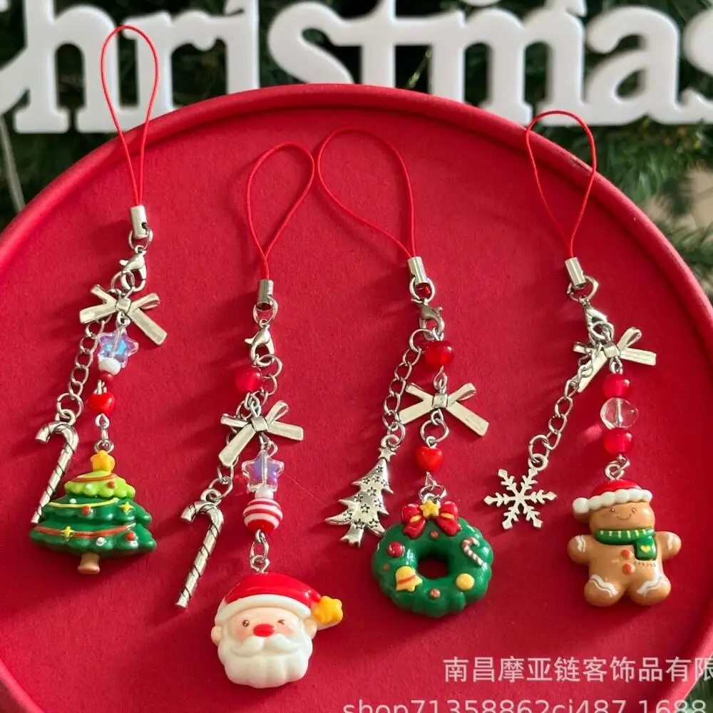 พวงกุญแจโดนัทขนมปังขิงวันคริสต์มาส สายคล้องโทรศัพท์มือถือ สายคล้องกระเป๋า ของตกแต่งแขวน สายคล้องกล้อง ของขวัญเทศกาลสำหรับเพื่อน