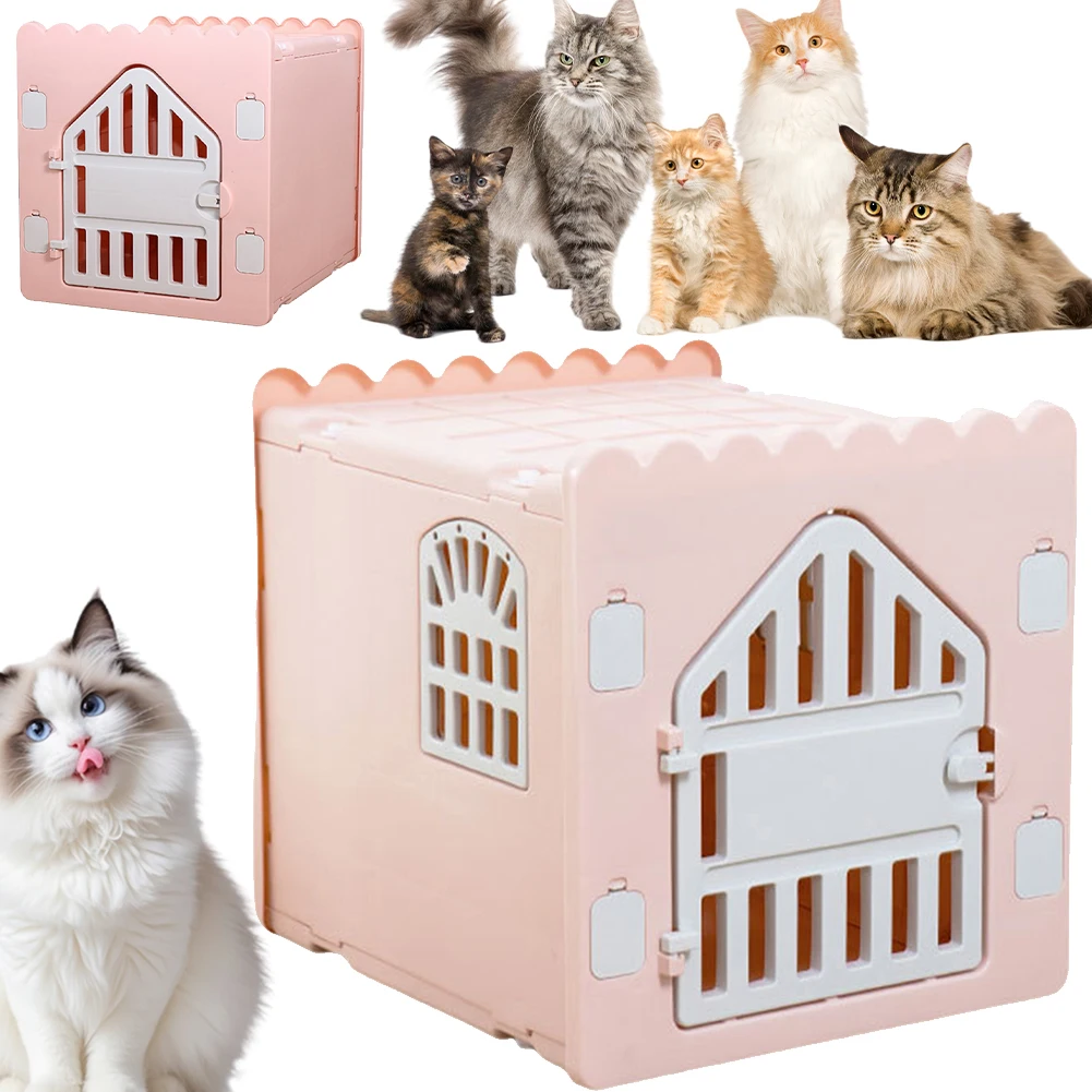 

Plastic Feral Cat Shelter Stackable Pet Shelter for Cats Waterproof with Escape Door for Outdoor Indoor Use