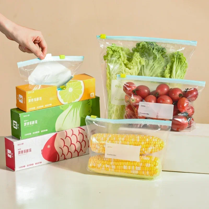 

20/10PCS Reusable Zipper Bag Stand Up Zip Shut Plastic Freezer Bag Fruit Vegetable Ziplock Kitchen Food Storage Organizer Pouch
