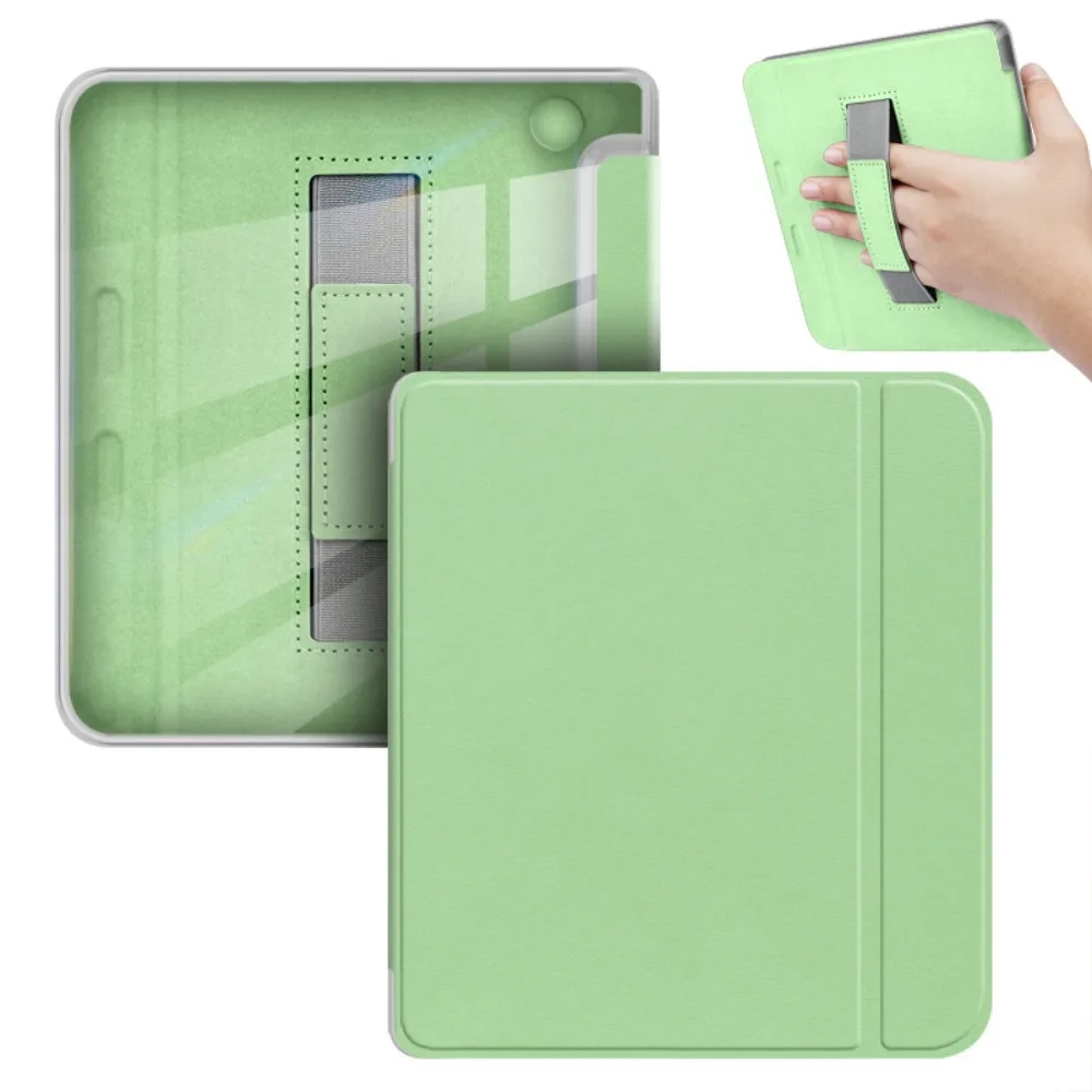 Professional 7 inch e-Reader Case with Hand Strap Acrylic Smart Cover Clear Back Leather Protective Shell for KOBO Libra Color/2
