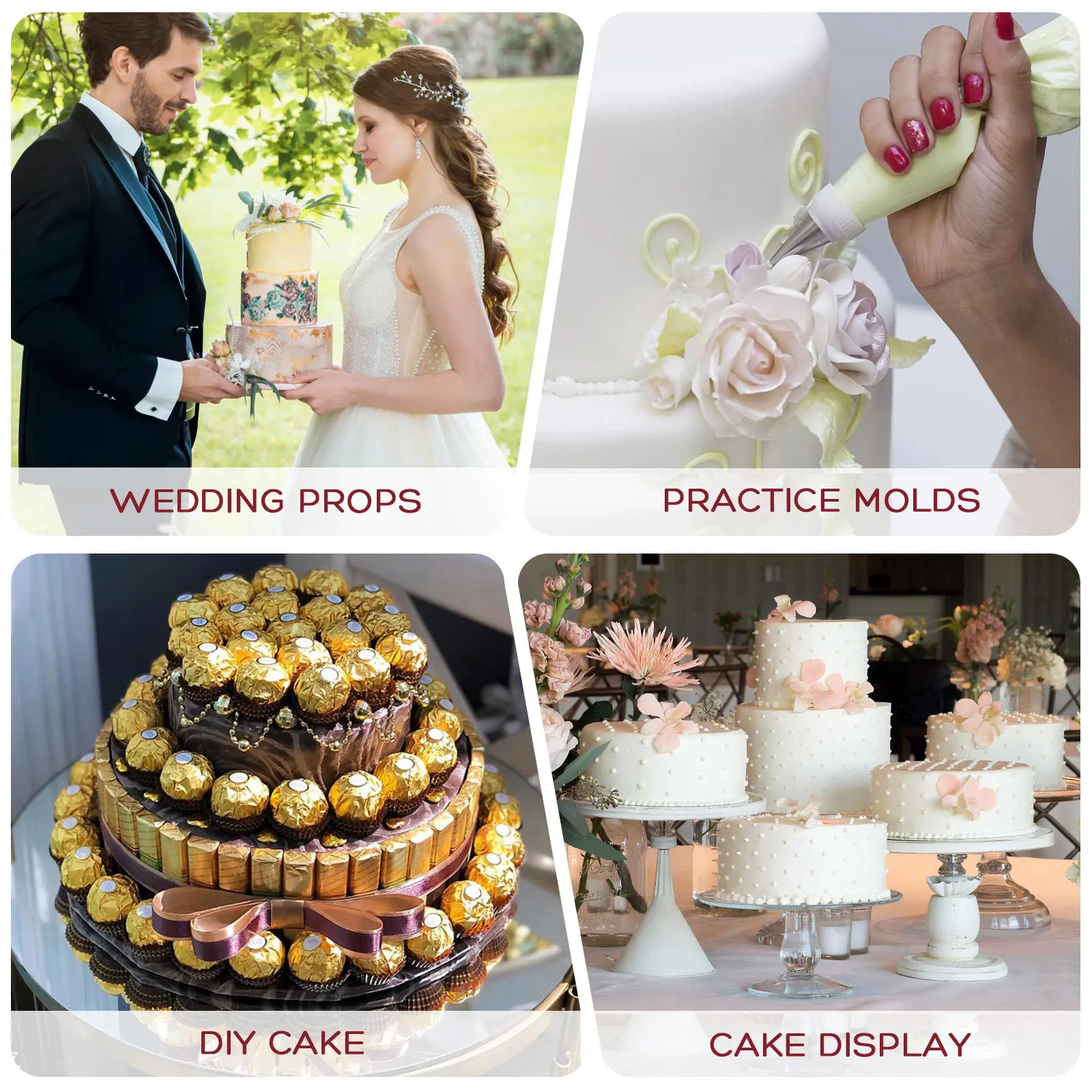 4 個ケーキダミーフォーム立方体形状白軽量再利用可能な装飾練 - Wedding Cake Supply のレビューと価格