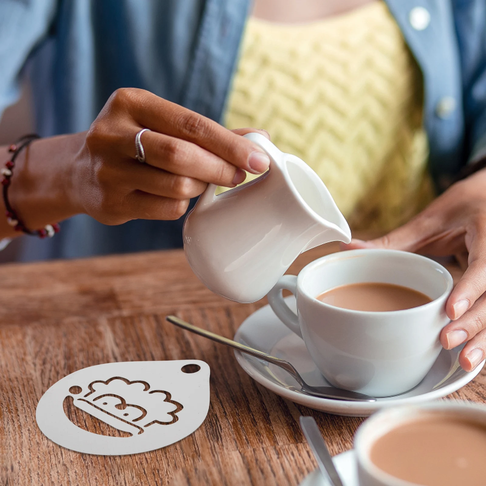 

304 Stainless Steel Latte Art Stencils Reusable Coffee Decorating Templates DIY Baking Stencil Tool for Cappuccino Cake Cookies