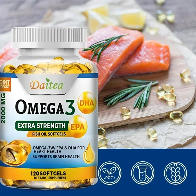 Omega 3 Fish Oil Softgels - EPA & DHA, Heart Health, Brain Health, Antioxidant, Non-GMO Gluten Free Dietary Supplement