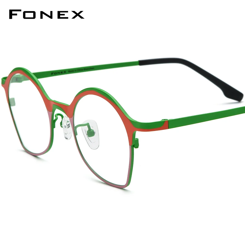 

FONEX Pure Titanium Glasses Frame Women 2024 New Men Fashion Retro Colorful Cat Eye Eyeglasses Butterfly Eyewear F85847