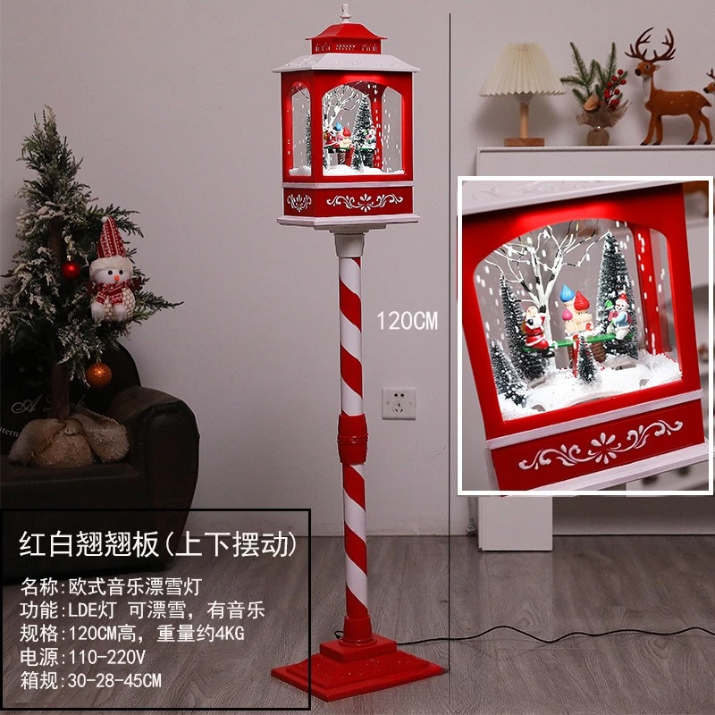 Christmas music snow street lamp ornament old man snowman deer hotel mall holiday decorations