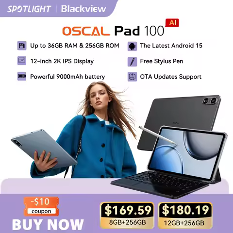 [World Premiere] Blackview OSCAL PAD 100 Tablet PC 12'' 2K FHD+ Display Unisoc T615 12+12GB RAM 256GB ROM 9000mAh Android 15 4G