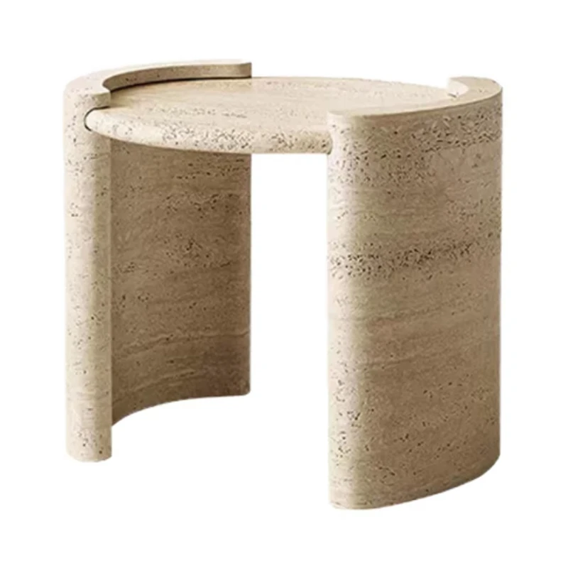 

Luxury modern rounded stone lamp natural travertine marble outdoor sofa living room side coffee table