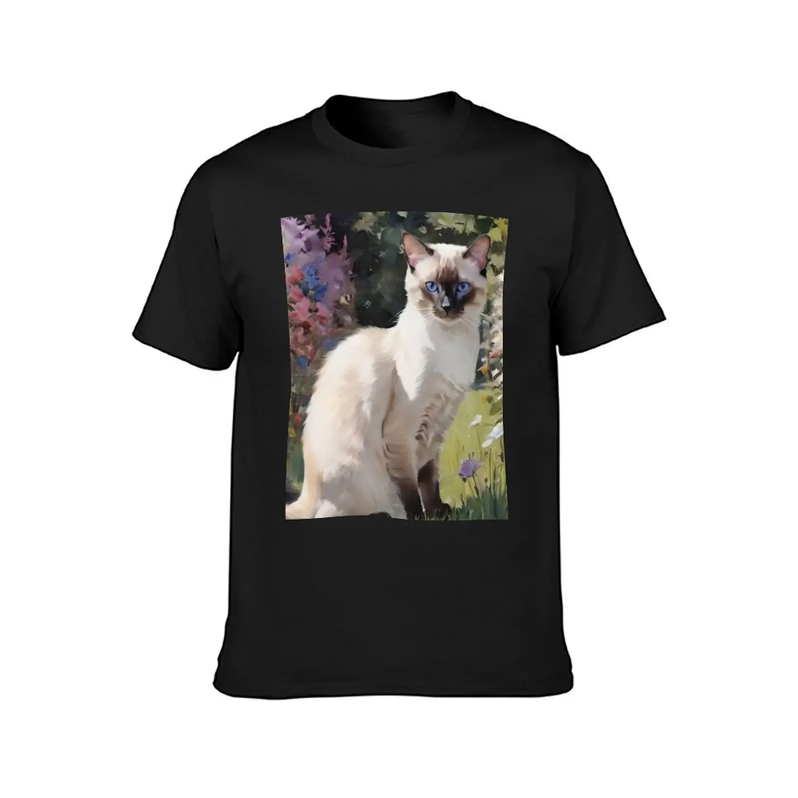 Siamese Cat and Flower T-Shirt customs design your own funnys mens funny t shirts