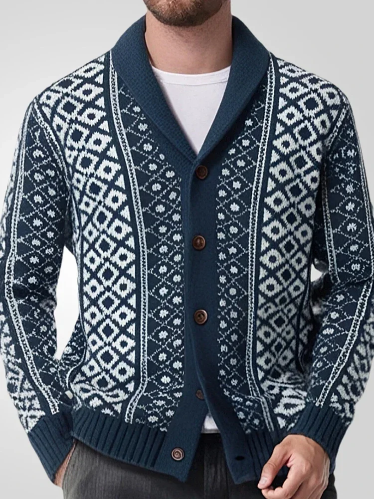 

Мужские новые кардиганы, свитера, пальто с отложным воротником и длинными рукавами, однобортные вязаные пальто с принтом, осень-зима, повседневная открытая строчка