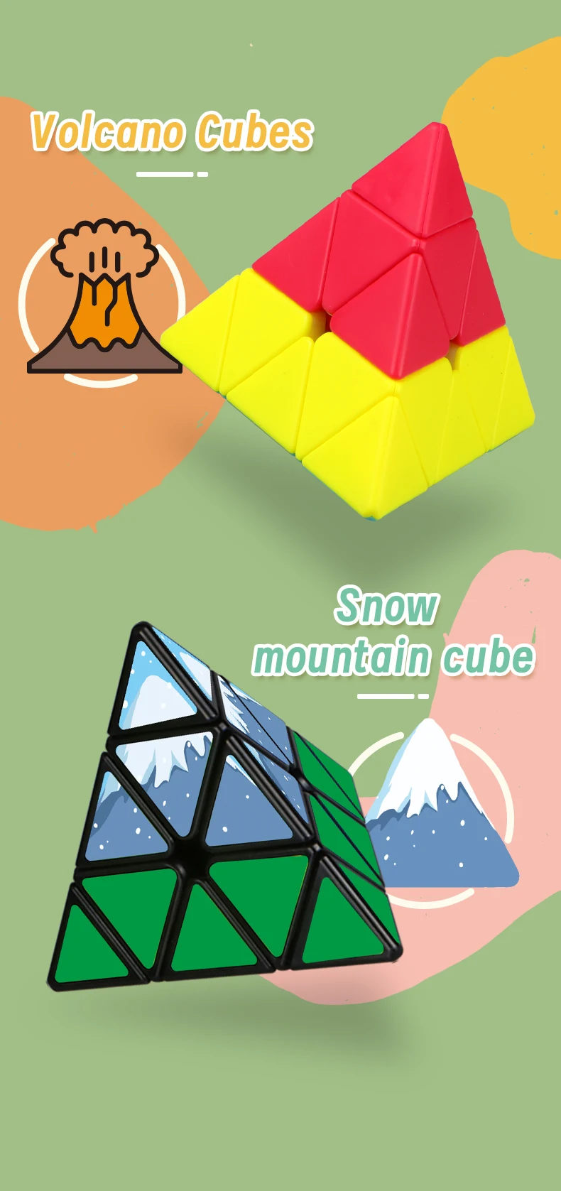 QiYi Snow Mountain Cube Volcano Cube Speed Cube Stickerless Professional Fidget ของเล่น
