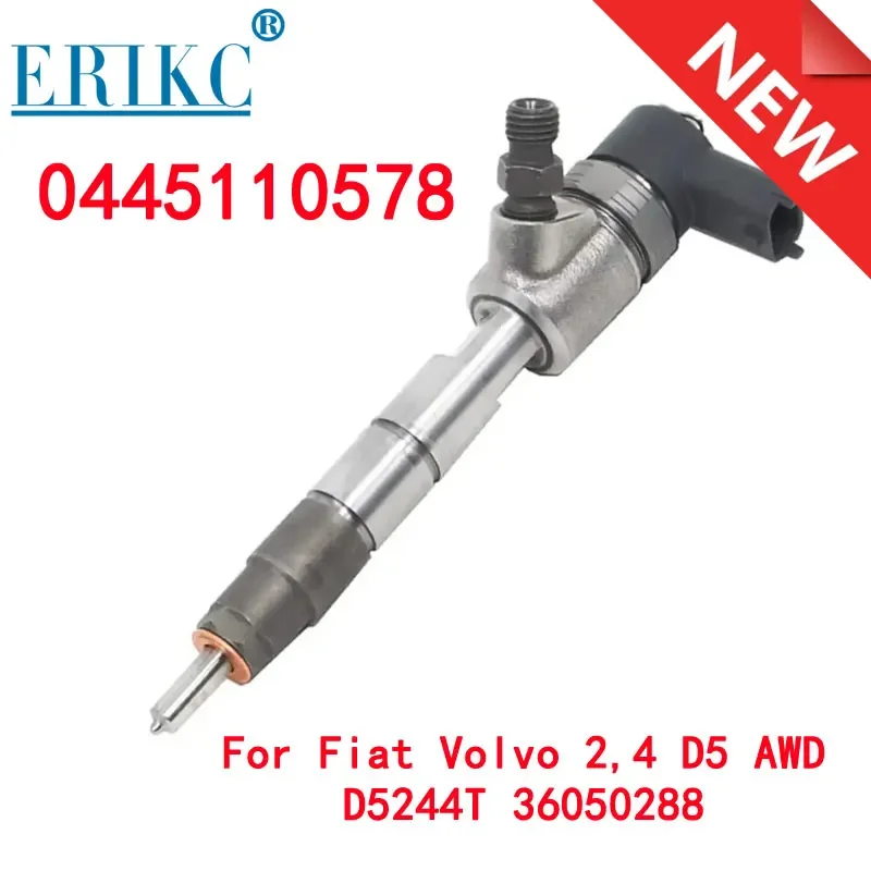 0445110578 Diesel Common Rail Injector 0 445 110 578 Fuel Injection Sprayer for Bosch Fiat Volvo 2,4 D5 AWD D5244T 36050288