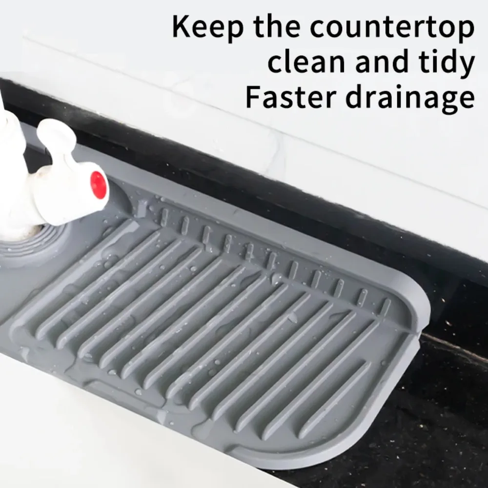 Kitchen Sink Splash Mat Fast Draining Silicone Faucet Mat Countertop Protector Drying Mat for Kitchen and Bathroom Sinks