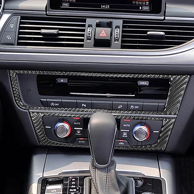 Auto-Styling Mittelkonsole Klimaanlage CD-Rahmen Dekorationsabdeckung Zierleiste für Audi A6 C7 2012-2018 Carbonfaser