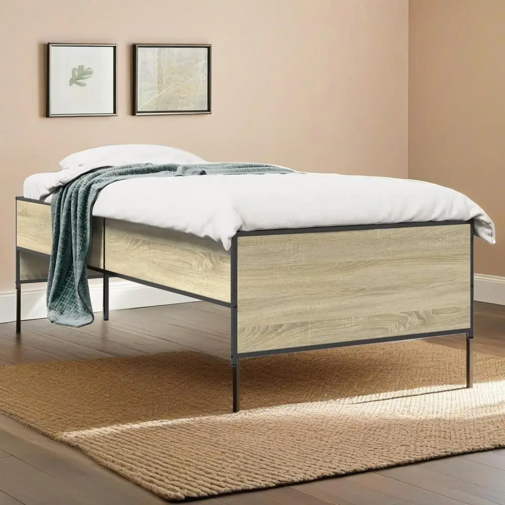 Sonoma Oak Bed Frame 75x190 cm Small Single - No Mattress Included, Stylish & Durable Design