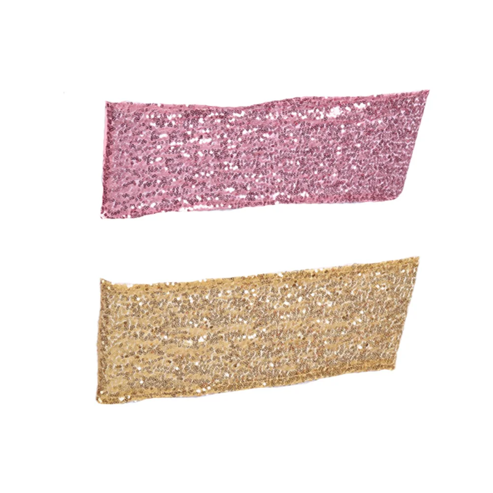 

12pcs Chair Cover Sashes Stretch Polyester Sequins Strap Wedding Party Chair Back Decoration Yarn Ribbon For Graduation