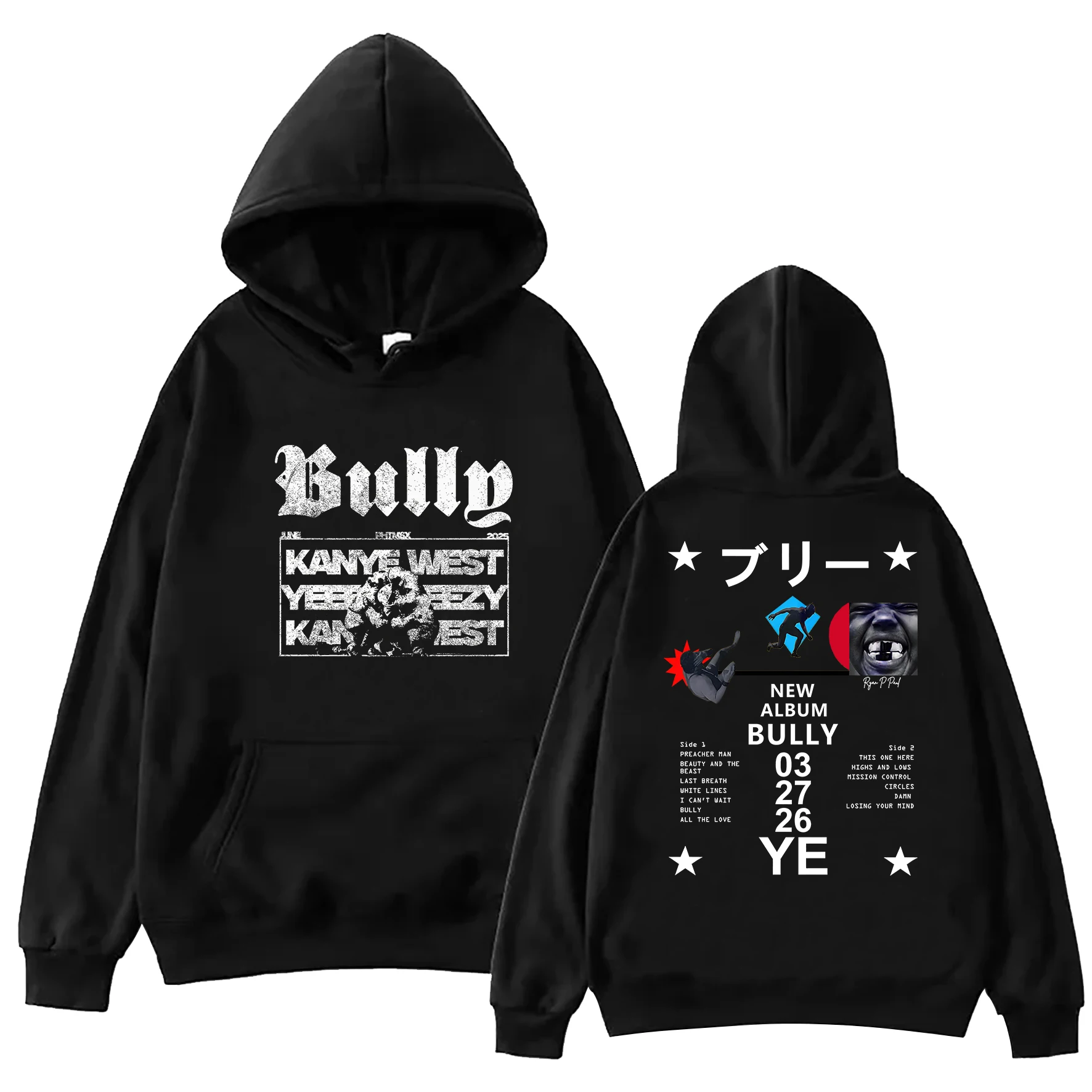 

Толстовка Bully Kanye West Ye Live At Hoodie для мужчин и женщин, пуловер с длинными рукавами в стиле Харадзюку