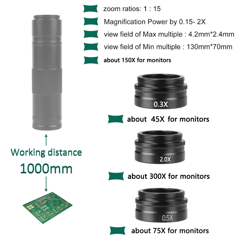 YIZHAN 4K Industriemikroskop-Kamera-Set für Lötarbeiten, IMX678 Sensor, digitales elektronisches Mikroskop, 215-facher Zoom, Objektträgerhalterung – Detail 7