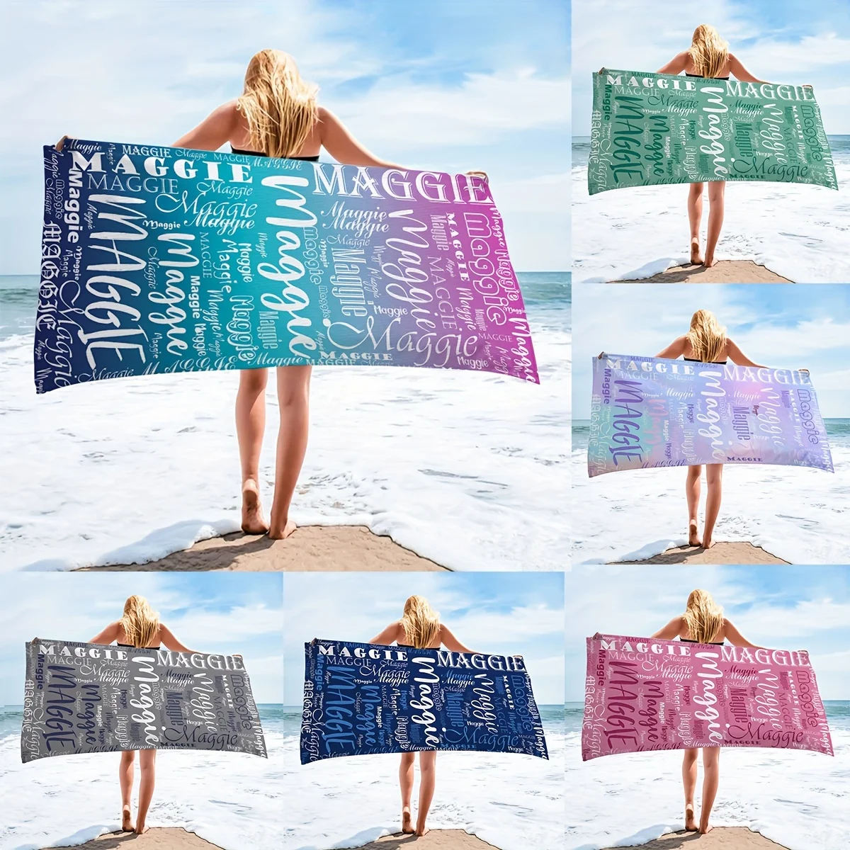 

1pc Customized Beach Towel, Personalized Beach Blanket,Super Absorbent & Quick-drying Swimming Towel,Suitable For Beach Swimming