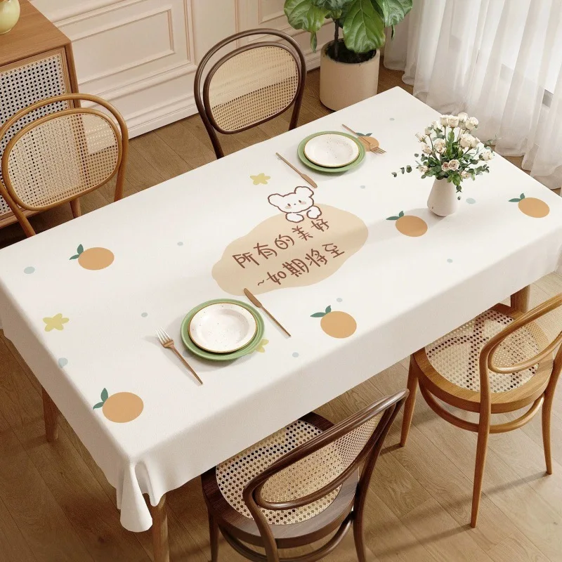 Cute Rabbit Creative Text Cartoon Printing Table Cloth Tea Table Dining Table Waterproof Oil Proof TV Dustproof Multipurpose