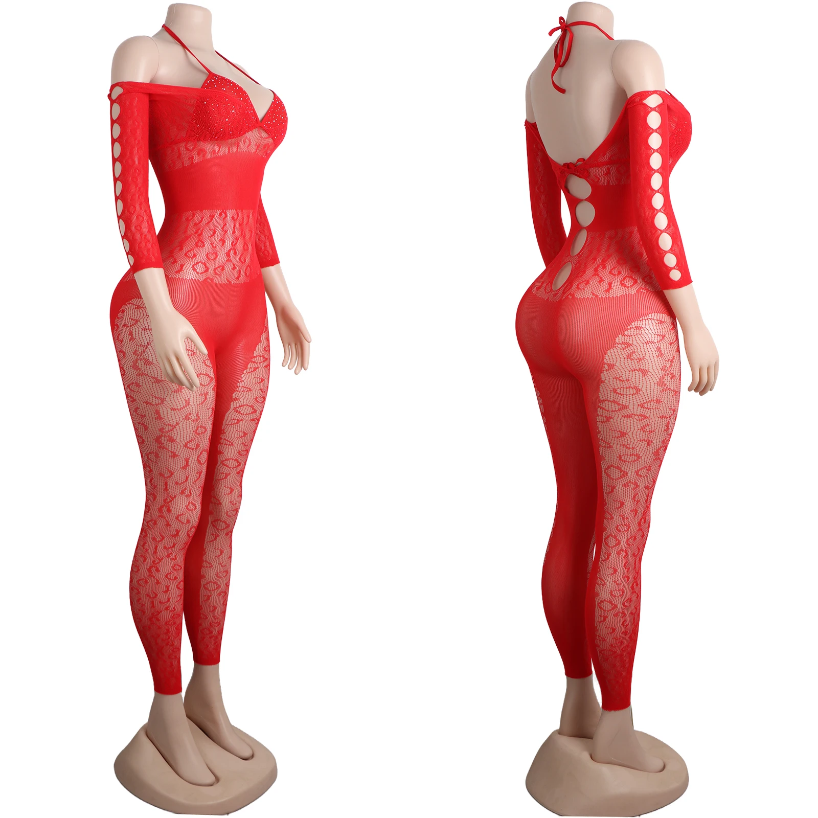 

Female Mesh Jumpsuit Bra Set Pole Dance Lingerie Performance Outfit Exotic Dancewear Rhinestone Stage Club Wholesale Apparel