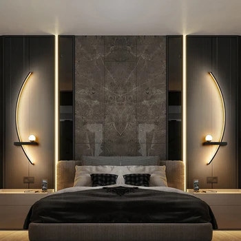LED Duvar Lambası 55/105 CM Akıllı Uzaktan Kumanda Sol Sağ Aydınlatma Duvar Aplikleri Yatak Odası Başucu Oturma Odası Ev Led Işıkları Parlaklık