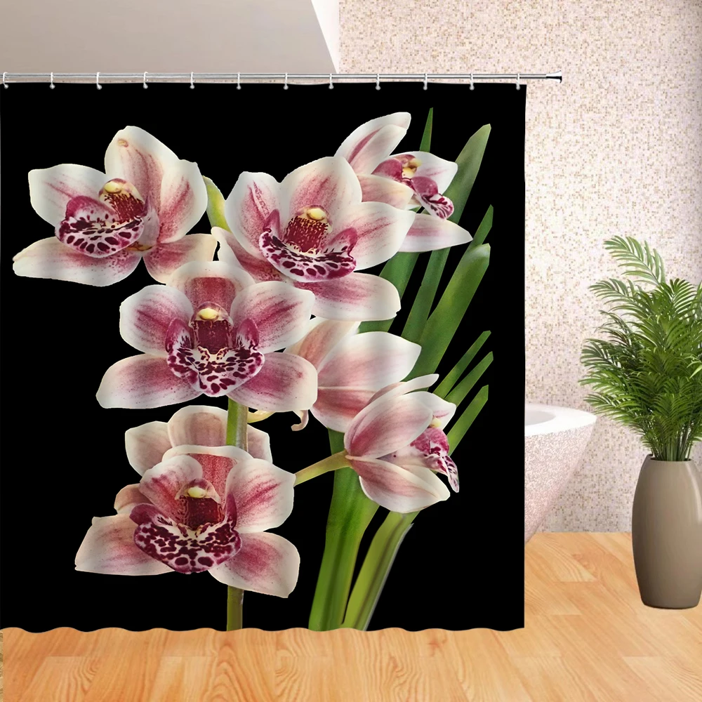 

Pink Orchid Shower Curtain Elegant Orchid Shower Curtain Bathroom Decoration Waterproof Bathroom Printed Shower Curtain