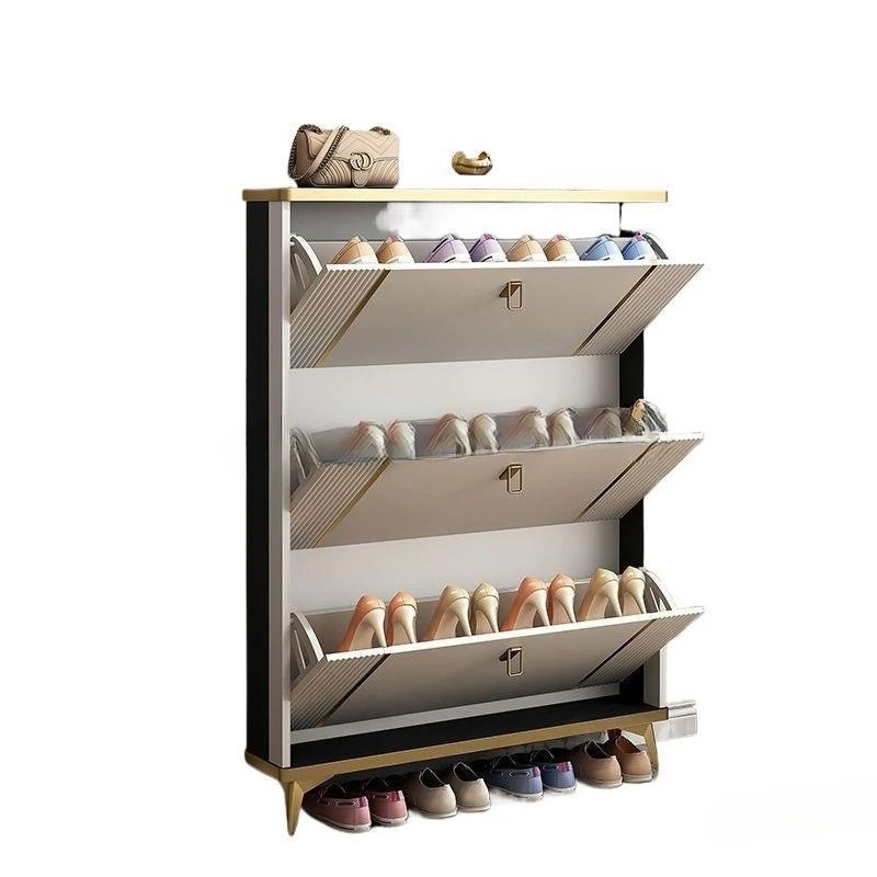 

Light luxury ultra-thin tipping bucket shoe cabinet Large capacity entrance at home door Simple modern storage rack