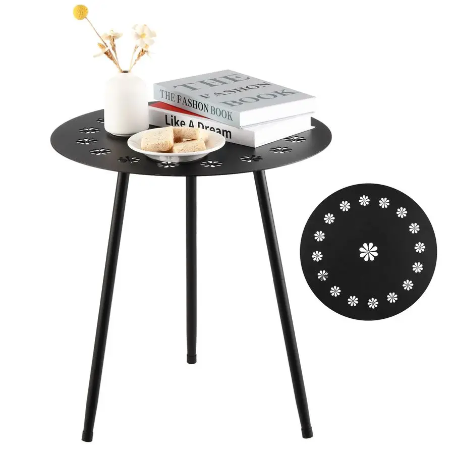 

Inch Outdoor Side Table Patio Round Tables for Outside Black End Tables Small Coffee Table End Table Modern Metal Porch Plant St