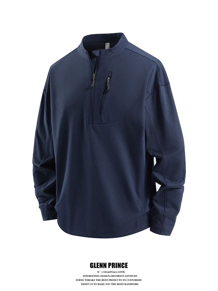 

Футболка GPstudio для активного отдыха, велоспорта и туризма, влагоотводящая, быстросохнущая, с защитой от УФ-излучения UPF50, на молнии, с длинным рукавом, модная, молодежная, из полиэстера.