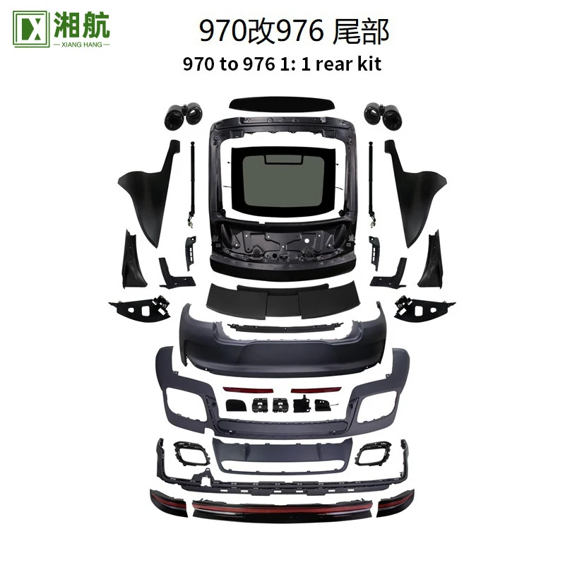 Suitable for Panamera 970 rear bumper assembly, upgraded from the old model to the new 976 body kit, with original hole position