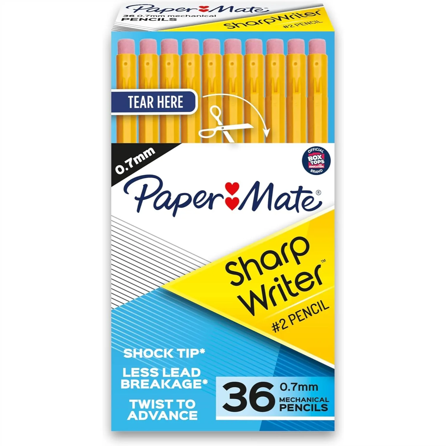 

0.7 mm Mechanical Pencils for School Supplies, 36 Count, Yellow with Shock-Absorbing Tip
