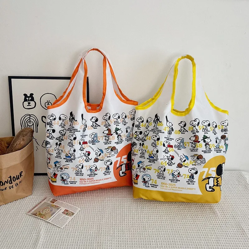 Japanese Snoopy Cute Cartoon Large Capacity Shoulder Bag Handheld Folding Eco friendly Bag Tote Bag