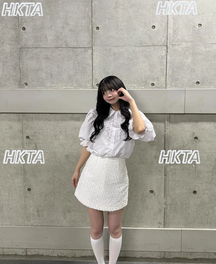 Chemise blanche à manches courtes pour femmes japonaises, col de poupée, poitrine, bord champignon, bulle, hauts pour les déplacements, chemisiers Lolita amples, automne