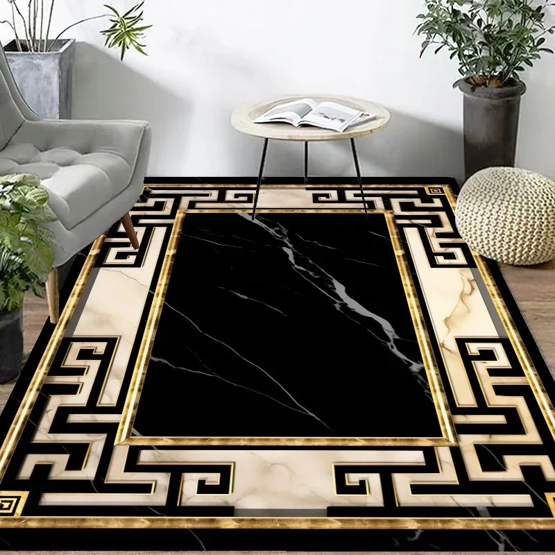 Luxury European Lounge Carpet Sofa Side Large Area Rugs Marble Decor Living Room Rug Soft Anti Slip Bedroom Kitchen Floor Mat
