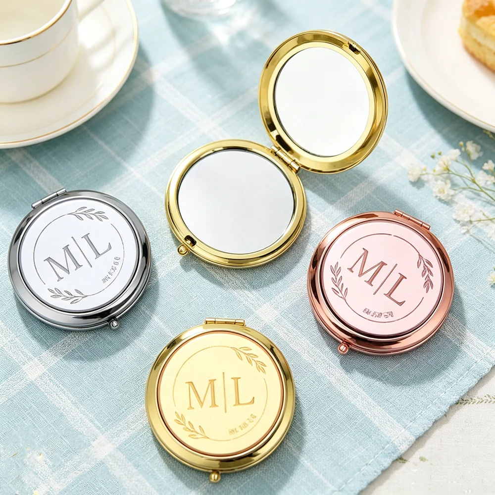 Miroir Gravé Personnalisé, Poche Compacte Ronde Portable, Cadeaux de Demoiselle d'Honneur Compacts, Cadeaux de Mariage, Poches, 5 Pcs, 10 Pcs, 12 Pcs, 20Pcs