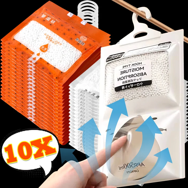 Bolsas deshumidificadoras para armario colgante, absorbentes, a prueba de moho, a prueba de humedad, suministros para el hogar y el dormitorio, 10-5 uds.