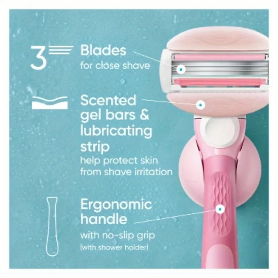 Женская бритва White Tea + 2 лезвия, прочная ручка, нескользящая ручка